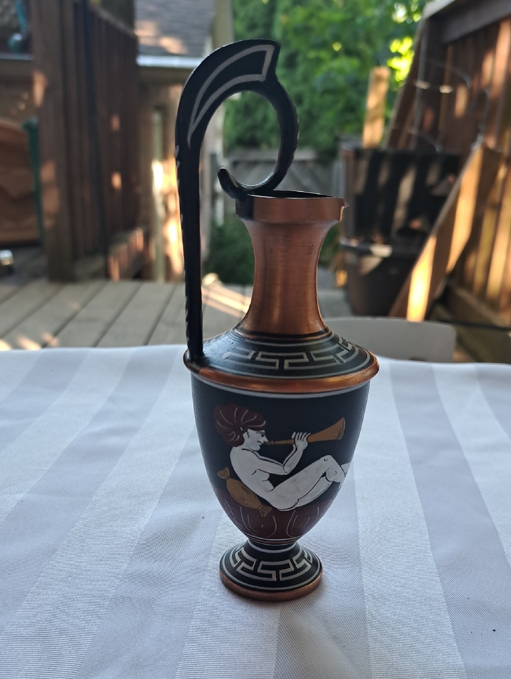 Greek Style Black-Figure Decorative Vase with Handle